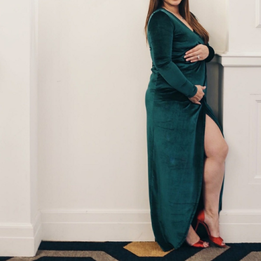 Asos maternity holiday velvet dress